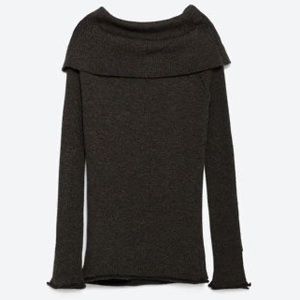 NWOT Zara Dark Green Off the Shoulder  Sweater